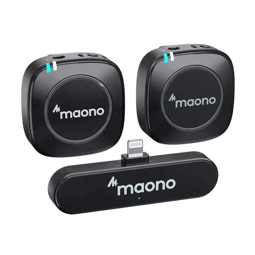 Micrófono Inalámbrico MAONO Light Ning, Micrófono Inalámbrico para Teléfono, Micrófono de Solapa Inalámbrico para Teléfono, Micrófono para Conferencias Wifi, Micrófono para Entrevistas