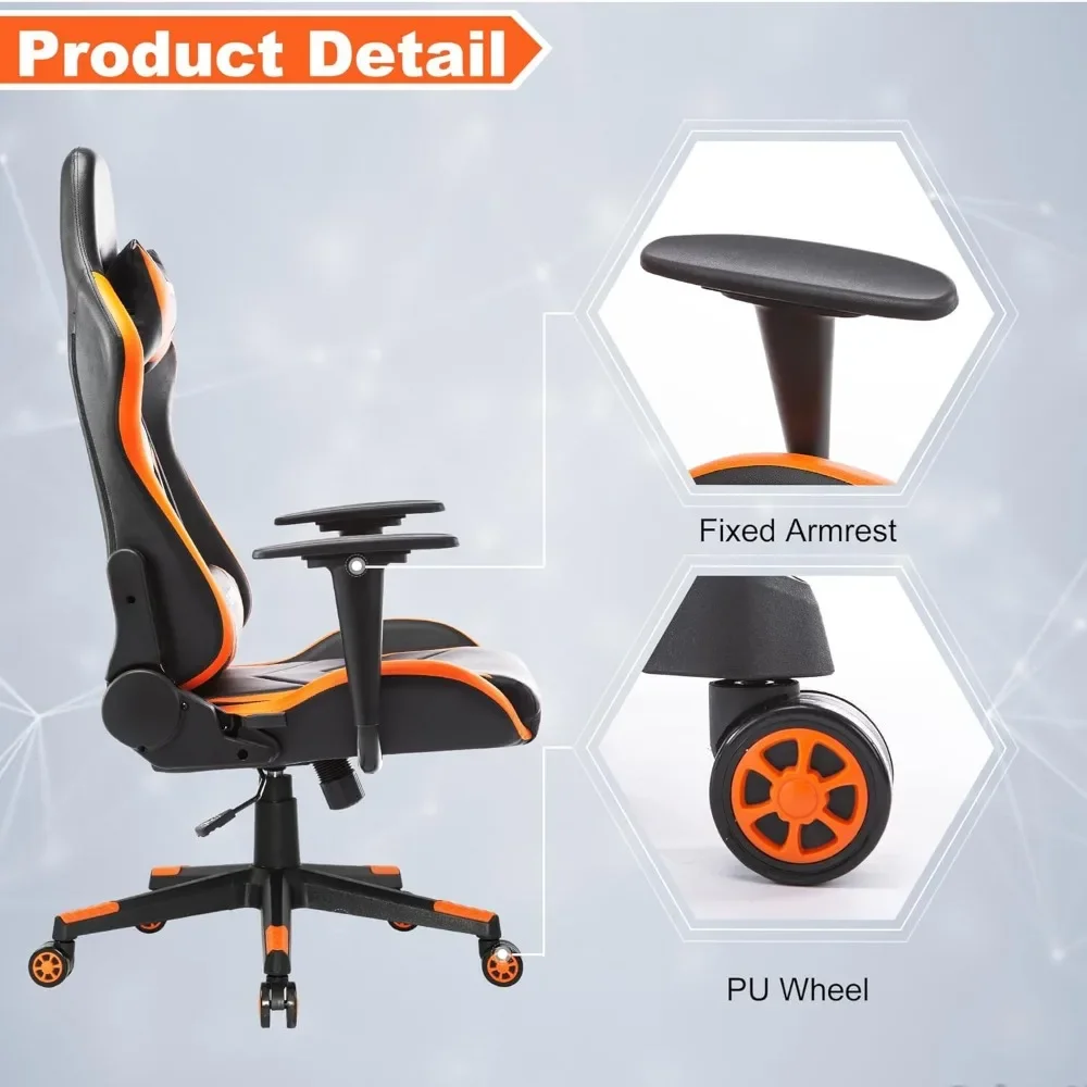 Gaming Chair Racing Office Chair Computer Desk Chair Executive and Ergonomic Reclining Swivel Chairs with Headrest and Lumbar