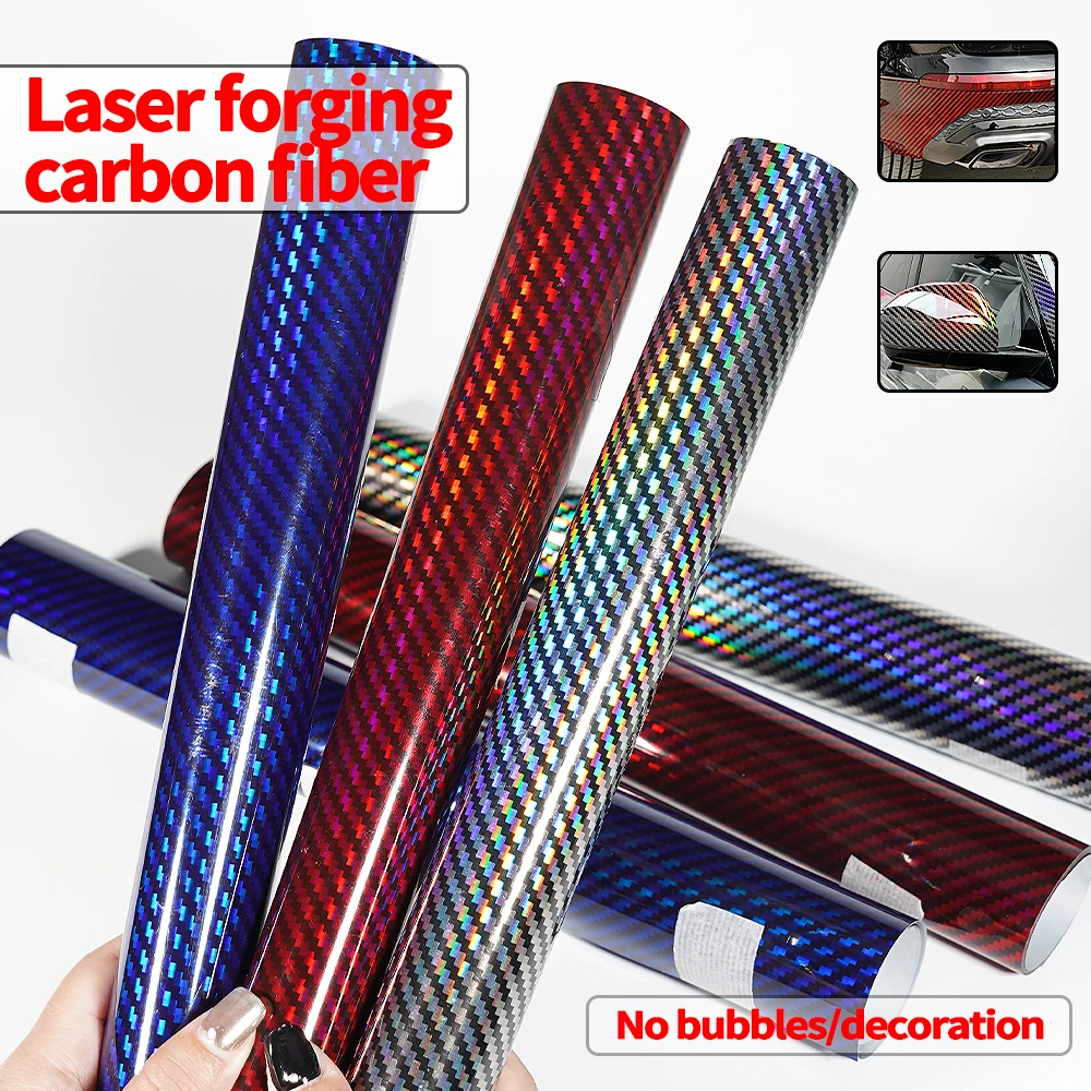 High Gloss 9D Laser Rainbow Carbon Fiber Film Wrapping Adhesive Vinyl for Car Sticker Motorcycle Accessories Car Tuning Stickers