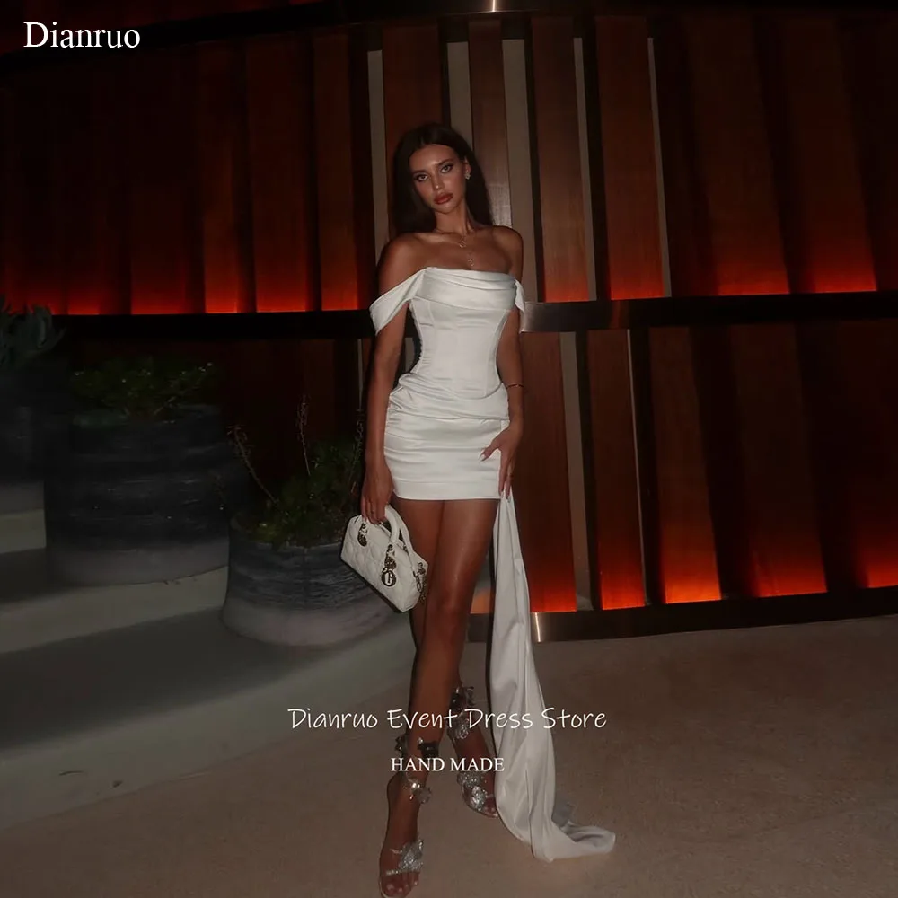 

Dianruo Train Mini Homecoming Dresses Bodycon Stylish Asymmetric Party Night Dresses Off Shoulder Cocktail Dresses Customized