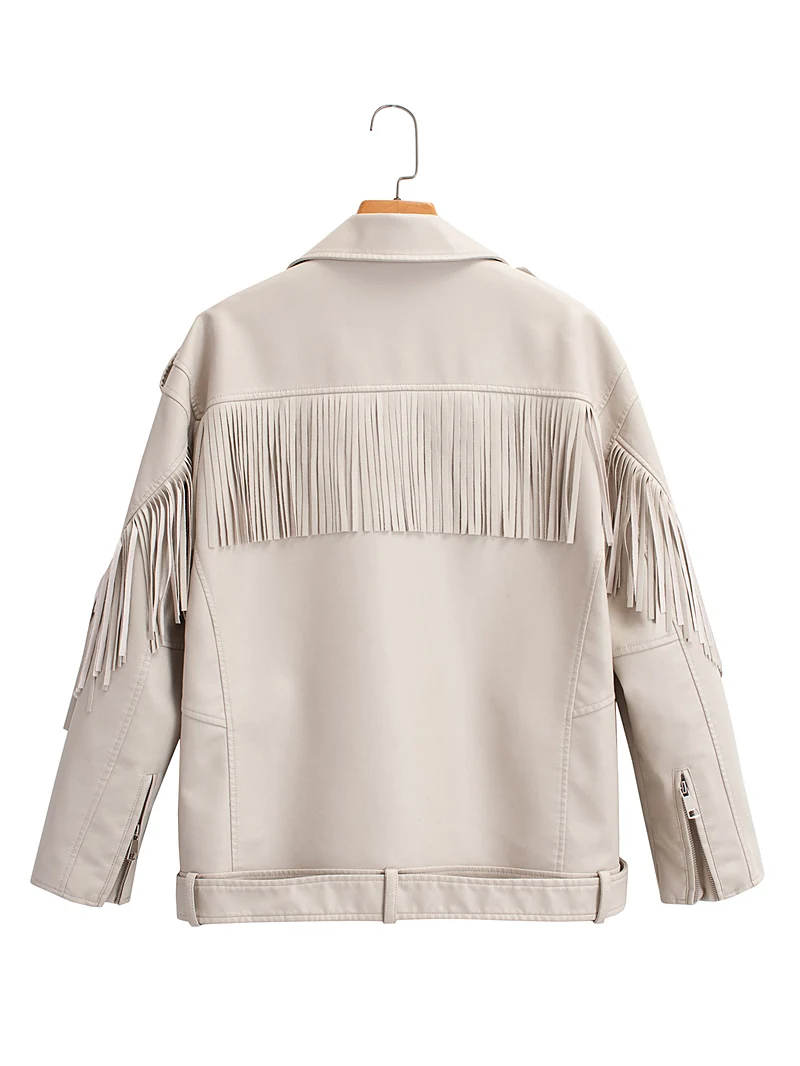 2023 Herfst Winter Vrouwen Punk Kwast Oversized Lange Faux Leren Jassen Dame Losse Pu Ritsen Riem Zwarte High Street Buitenjassen