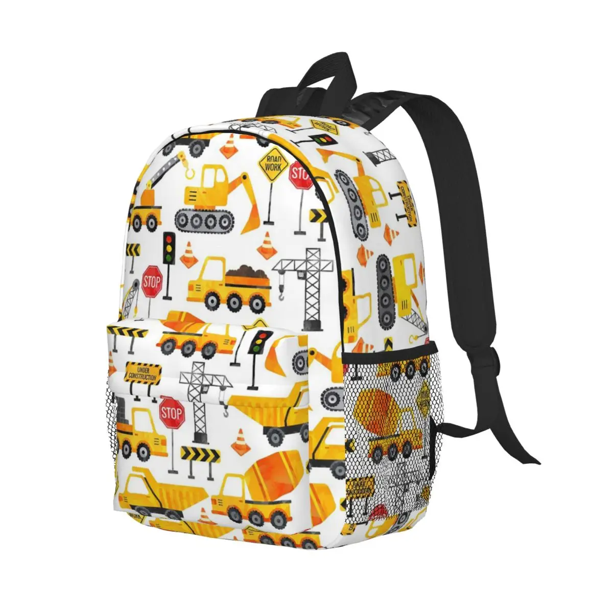 Plecak Budowlany Akwarela Drogowa Praca Pojazdy Budowlane Wyprzedaż Plecak Duża Pojemność Chłopcy Dziewczęta Tornister Torby na Ramię