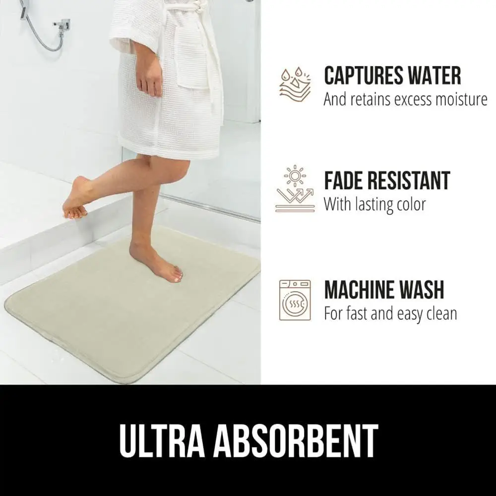 Sage Velvet Absorbent Bath Mat with Durable Dots, 60x24, Washable Rug for Shower or Tub, RV-Friendly