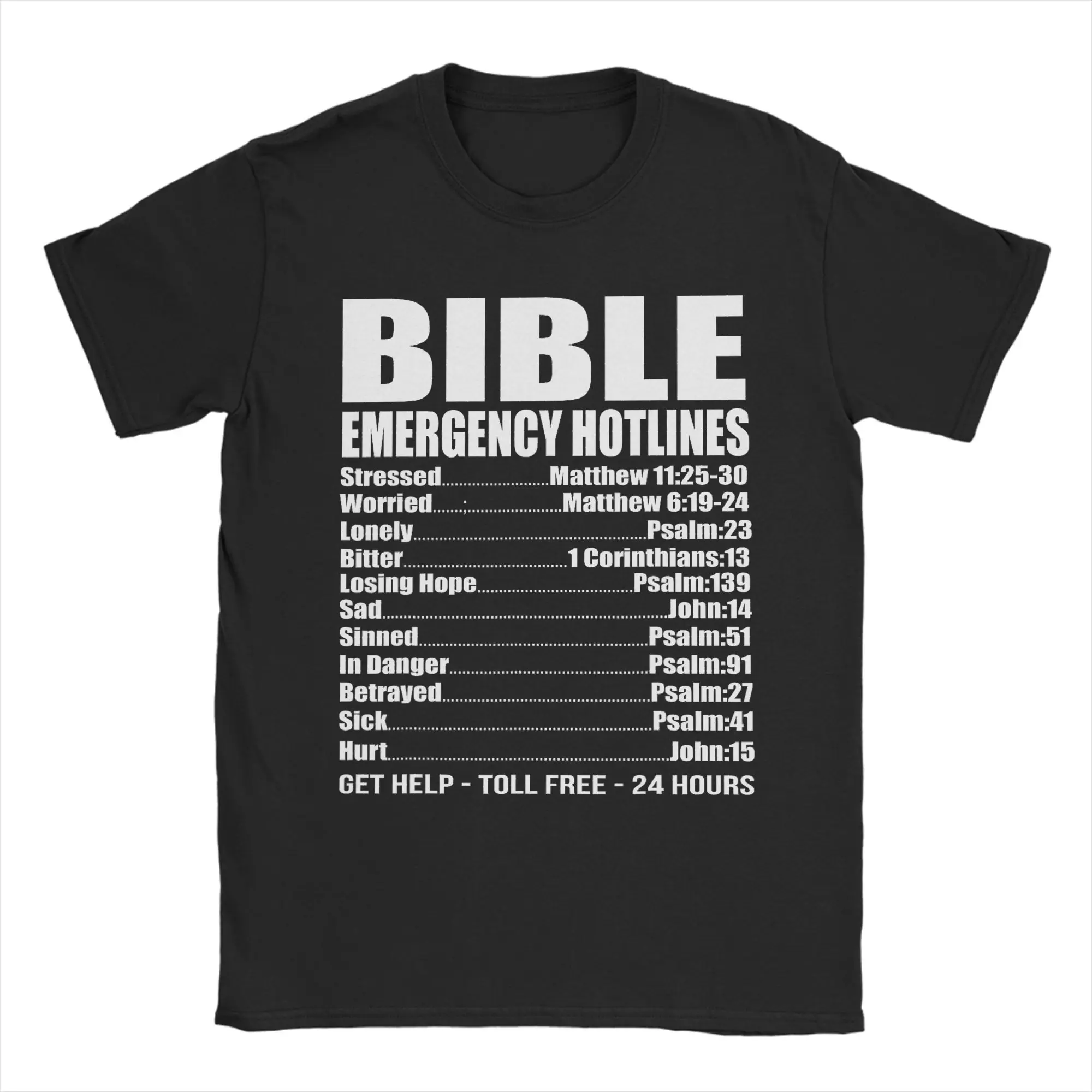 Bible Emergency Numbers Funny Hotline Christian Gift T-Shirt Men  T-Shirts Summer Breathable Harajuku Tees Oversized Clothes