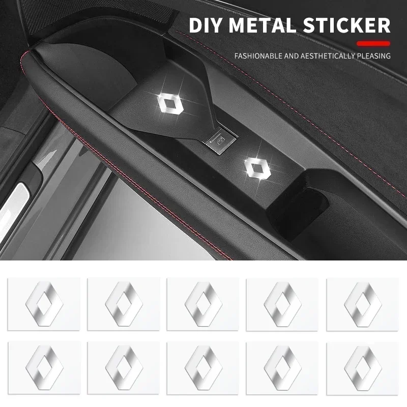 

2/5/10 шт. 3D металлические эмблемы-наклейки для автомобилей, декоративные значки, стикеры для интерьера Renault Koleos, Duster, Megane 2, Logan, Clio