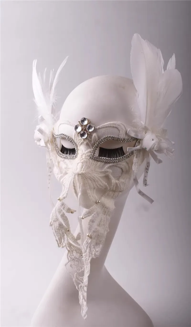 White Veil Beauty Princess Adult Mask Halloween Christmas Party Exaggerated Mask