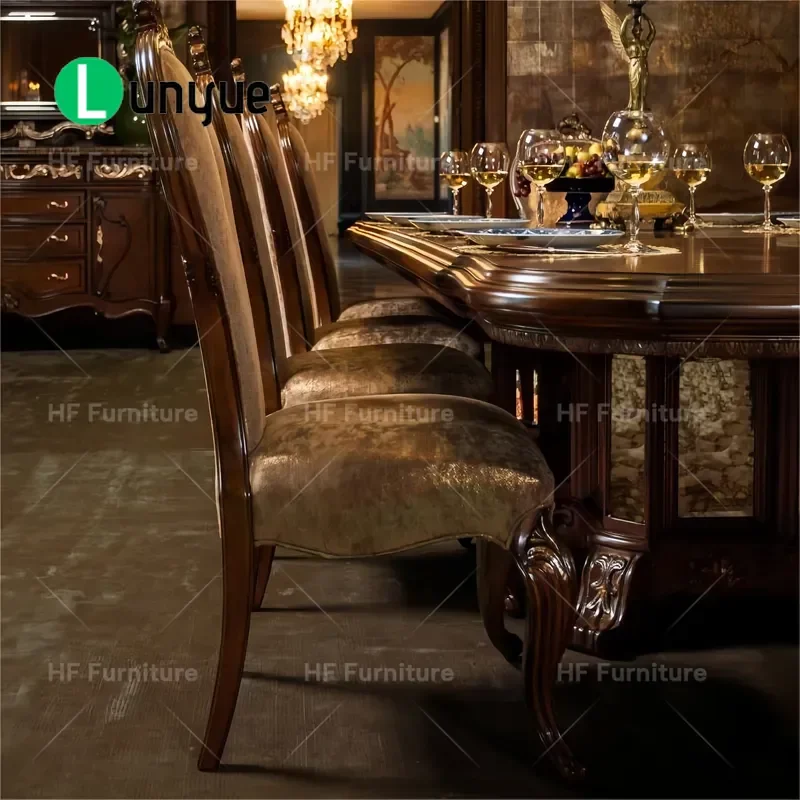 American Classical Style Solid Wood Dining Table Antique Long Farmhouse Kitchen Table for 8-10 People Luxury Vintage