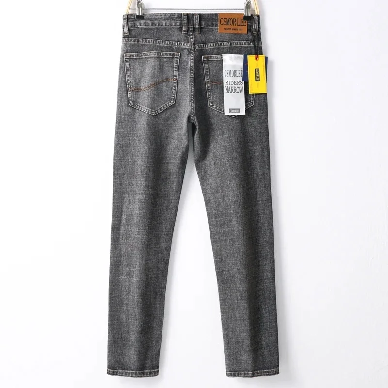 2024 Spring and Autumn Top Brand Men's Fashion Business Casual Stretch Slim Jeans Classic Trousers Denim Pants Male Black Blue