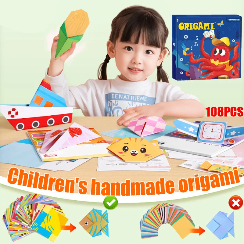 Kit de origami 27 designs folhas origami papel artesanato guiando livro diy arte artesanato projetos aprendizagem precoce brinquedos educativos presentes