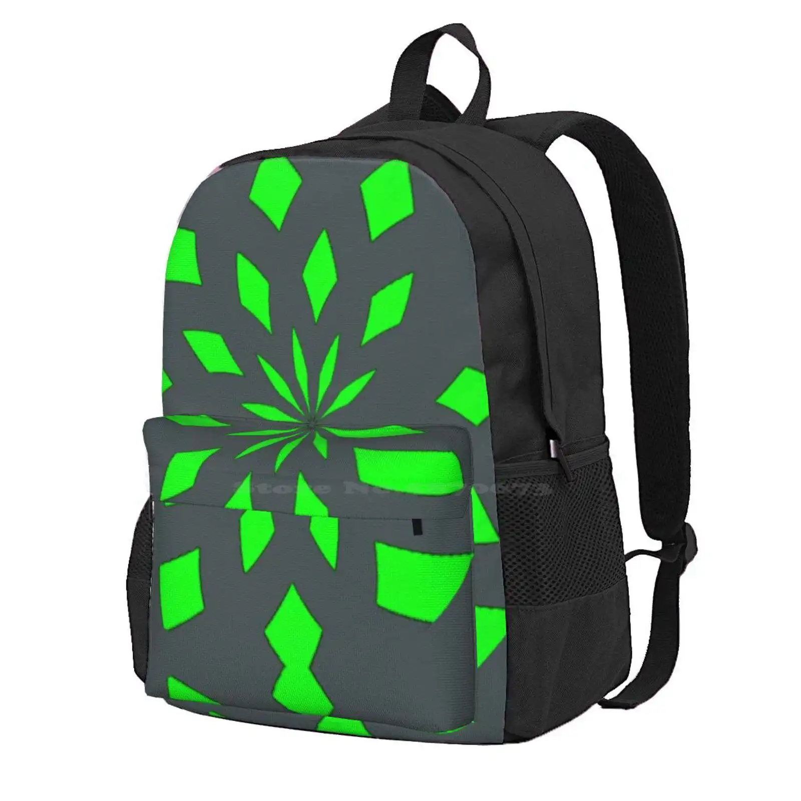 Flower Circle 5 Hot Sale Schoolbag Backpack Fashion Bags Flower Circle Bright Geometric Shapes Novel Triangles Green