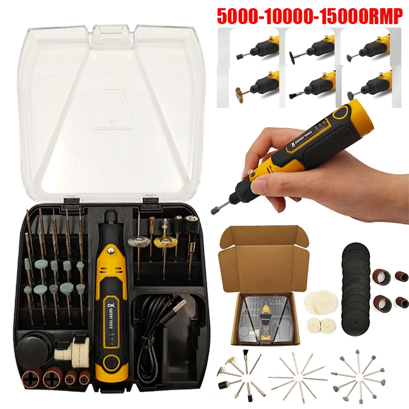 Kit de herramientas rotativas inalámbricas USB, bolígrafo de grabado de carpintería, bricolaje para joyería, Metal, vidrio, Mini Taladro Inalámbrico