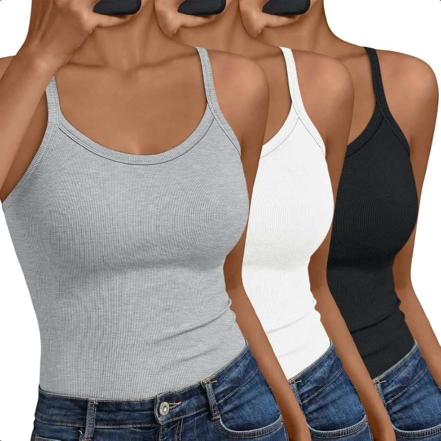 

SUNBS Womens 3 Pack Tank Tops Summer Fashion Sleevel Ribbed Workout Basic Soft Camisole Going Out Gym Spring Clothes 2025