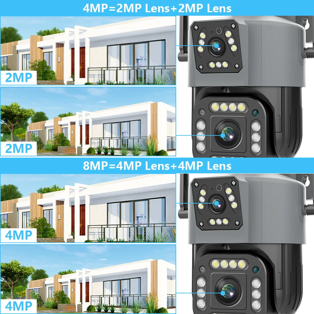 Saikiot V380 Pro 4G Camera 4MP 8MP Dual Lens 2 Screens CCTV Security 4K WIFI IP Camera Outdoor Waterproof V380 Dual Lens Camera