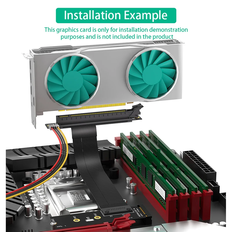 Riser M.2 NVME M Key to PCI Express 3.0 8Gbps X16 Graphics Card Extension Cable PCIE16X to NVME Adapter for 2242/2260/280 M2 SSD