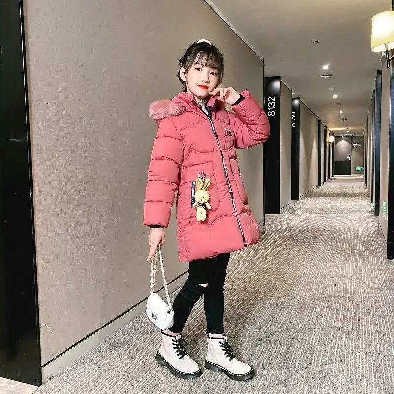 

Girls Down Cotton Coat Jacket Outerwear 2022 Vintage Warm Plus Thicken Velvet Winter Autumn Children's Clothing