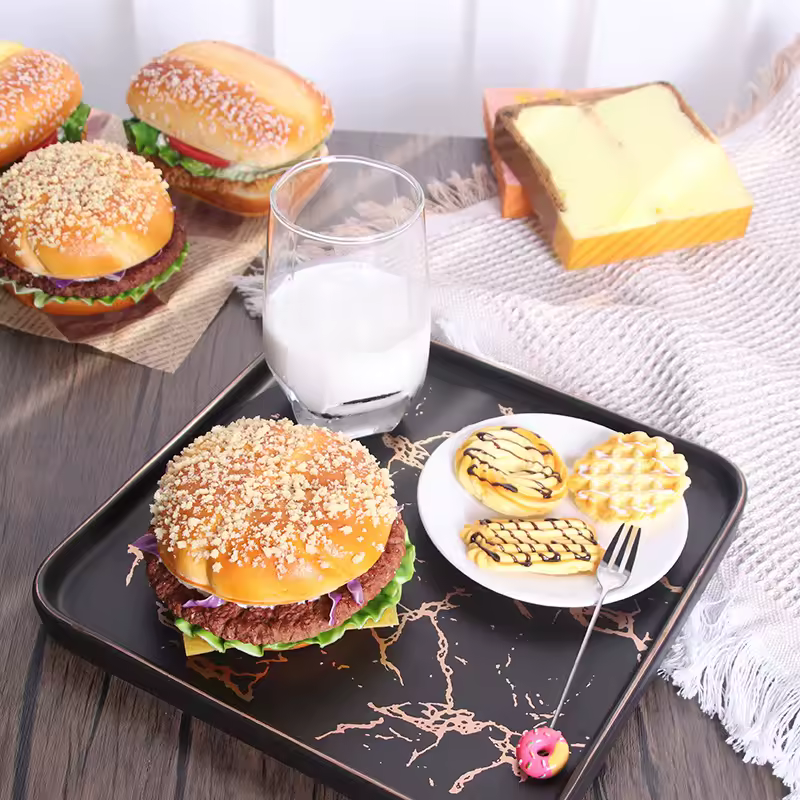 1PC Artificial Kitchen Hamburger Realistic Food Decoration Photography Food Simulation Cake Model Tea Table Decoration FCYY-005 - AliExpress