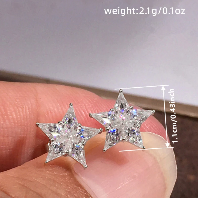 Huitan Charmante Damen-Ohrstecker, sternförmig, frischer Stil, Hochzeit, tägliche Verlobung, Modeaccessoires, Schmuck, eingelegt, glänzend, CZ – Detail 7