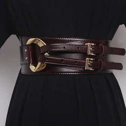 Ceinture large en cuir de vachette pour femmes, ceintures en cuir véritable pour robe, ceinture décorative, ceinture de manteau, accessoires de mode