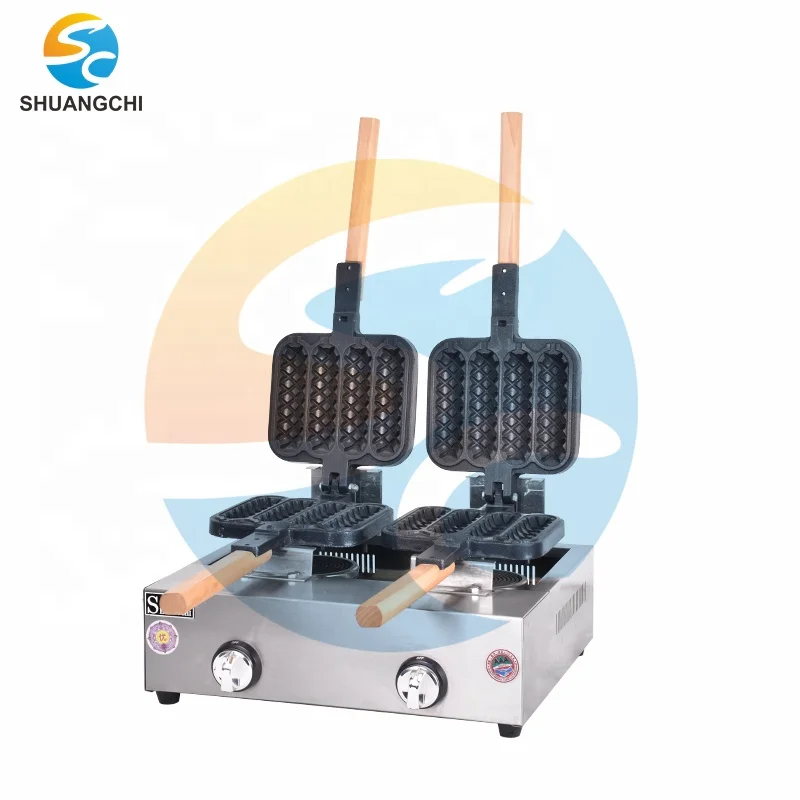 Commercial Double Plate 8 Stick Gas Waffle Maker Machine New Condition Industrial Cone Waffle Maker Crispy Cone Waffle Recipe
