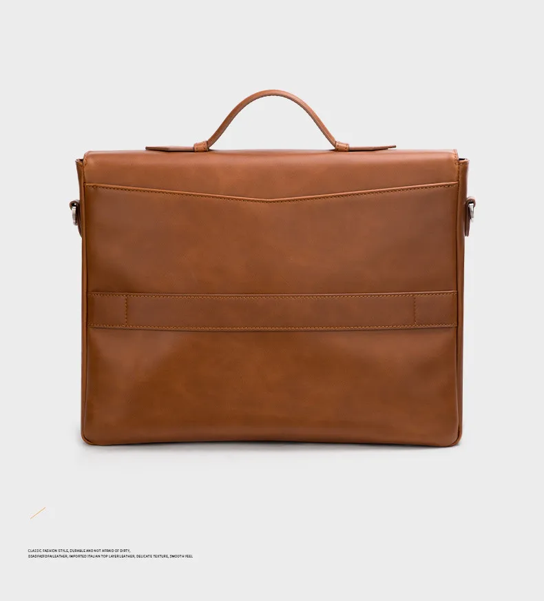 Maleta de couro de grande capacidade masculina, bolsa de negócios, advogada casual, bolsa de ombro para computador, bolsa mensageiro vintage oficial