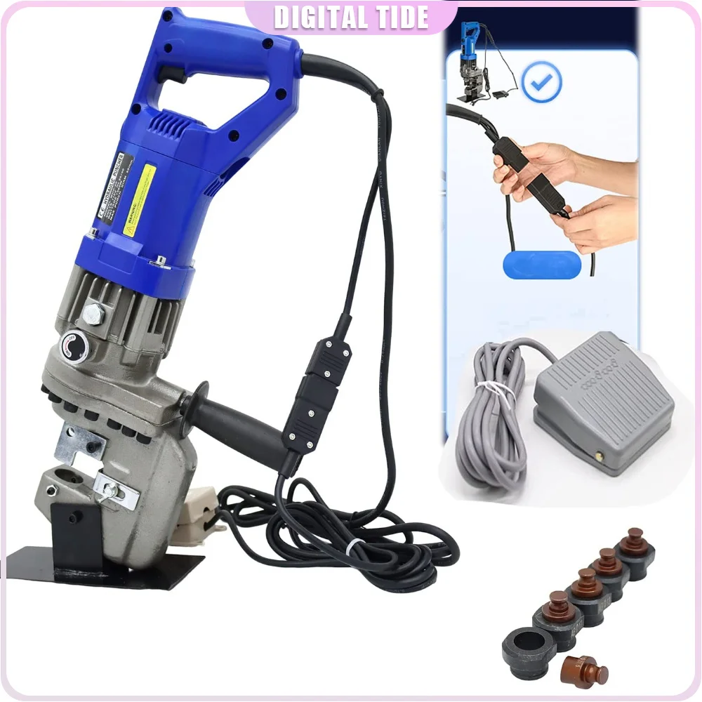 

110V/220 Voltage Electric Hydraulic Punching Machine, 1800W, 10T, equipped with quick plug-in switch, with 5 punching strokes.