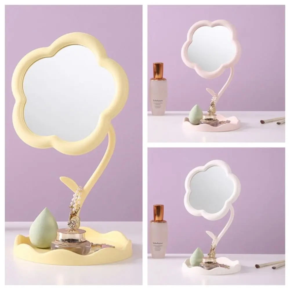 Cute Sunflower Shaped Dressing Mirror Classic Detachable Desktop Makeup Mirror Single Side 360 Degree Rotation Table Mirror Home