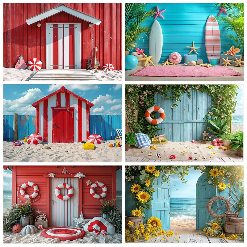 

Summer Beach Aloha Surfboard Palm Tree Baby Birthday Portrait Photography Background Wall Party Cake Smash Decor Photo Studio