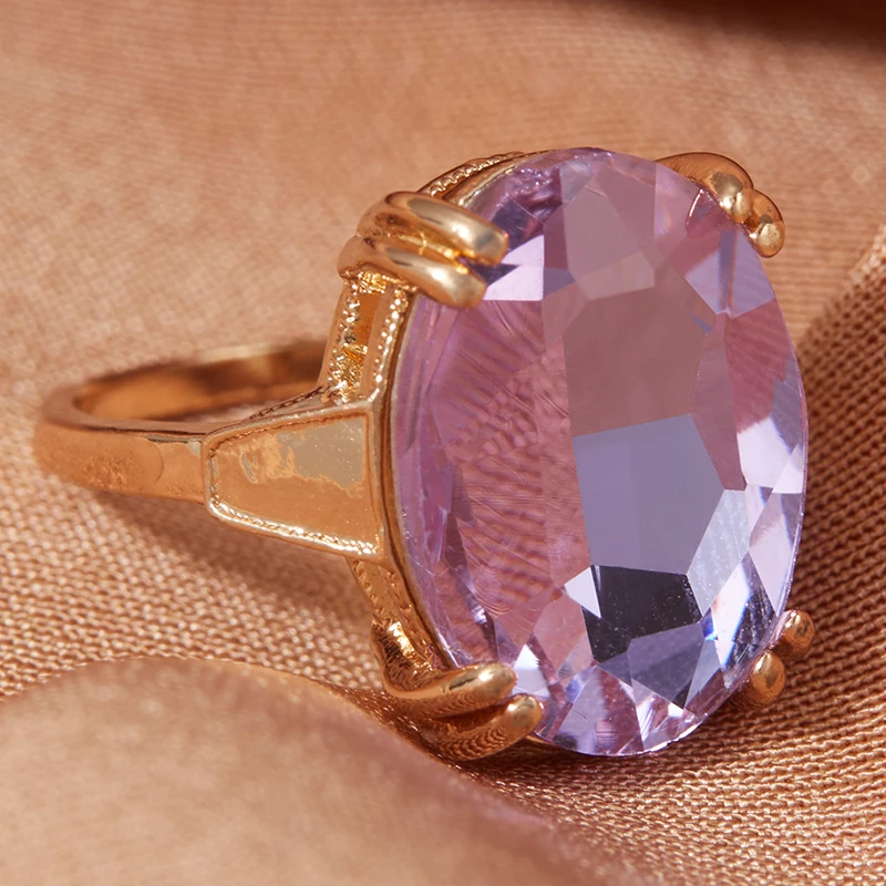 Fashion Minimalist Charm Oval Purple Stone Rings Ladies Wedding Engagement Ring Party Jewelry Gift Accessories