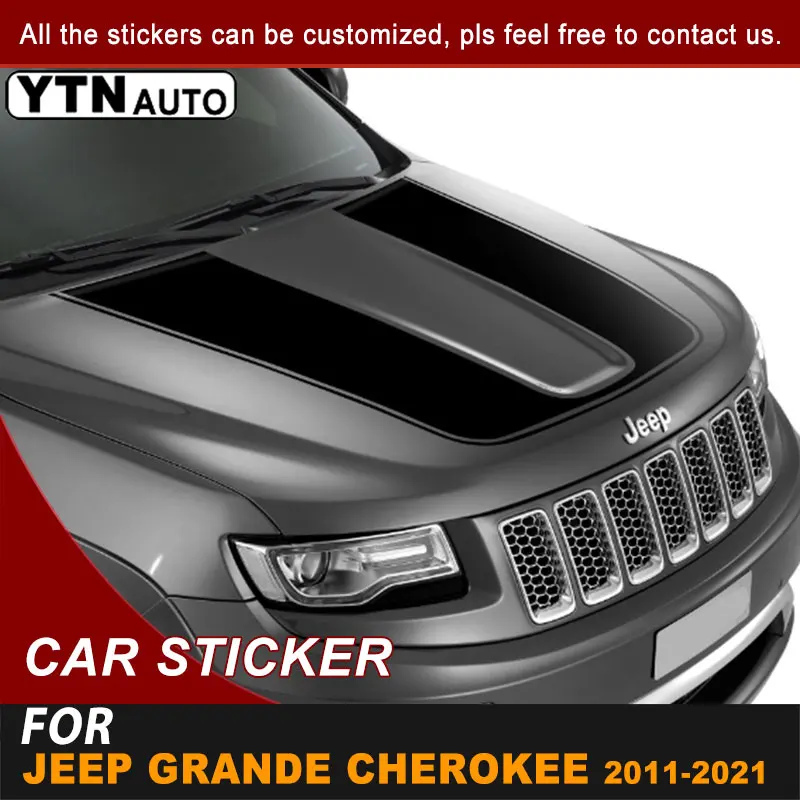 

Hood Bonnet Scoop Car Sticker Stripe Racing Graphic Vinyl Decals For Jeep Grand Cherokee 2011-2015 2016 2017 2018 2019 2020 2021