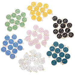 12pcs/set 12 Constellations Zodiac Enamel Charms Pendants For Diy Bracelet Jewelry Making Accessories Wholesale