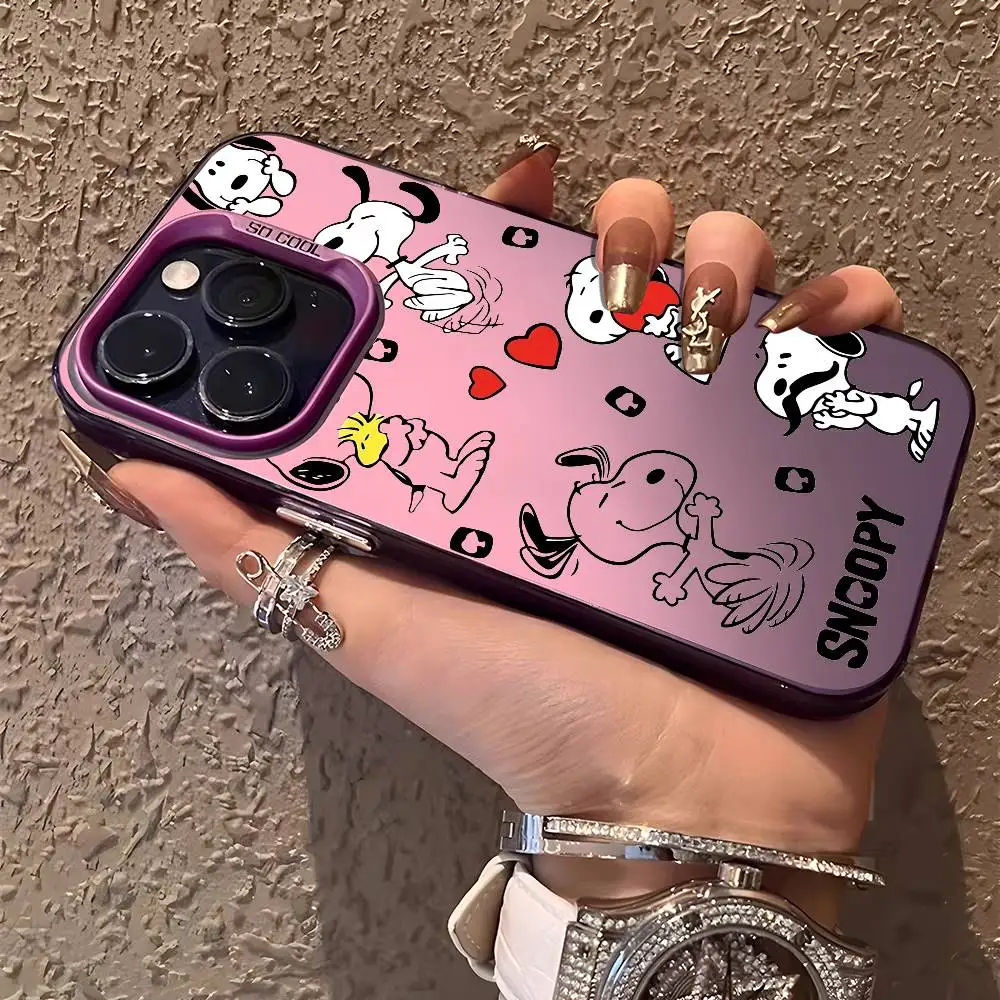 أنيمي S_Snoopy لطيف الكلب قضية الهاتف آيفون 17 16 15 14 13 12 برو ماكس زائد الملونة التدرج لينة غطاء خلفي من البولي يوريثان