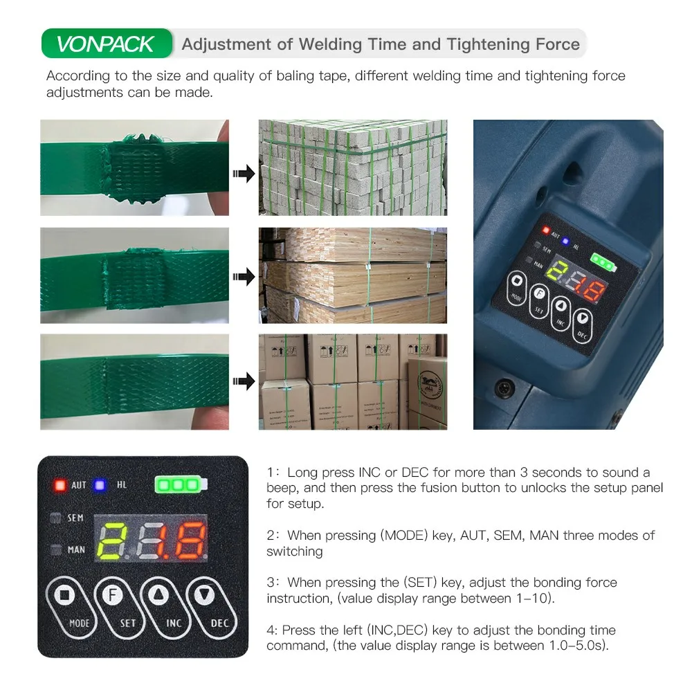 Q1 مفتاح واحد Pp/Pet أدوات شد الربط الكهربائية الأوتوماتيكية آلة ربط البطارية المحمولة لحزمة سيناريوهات متعددة #4