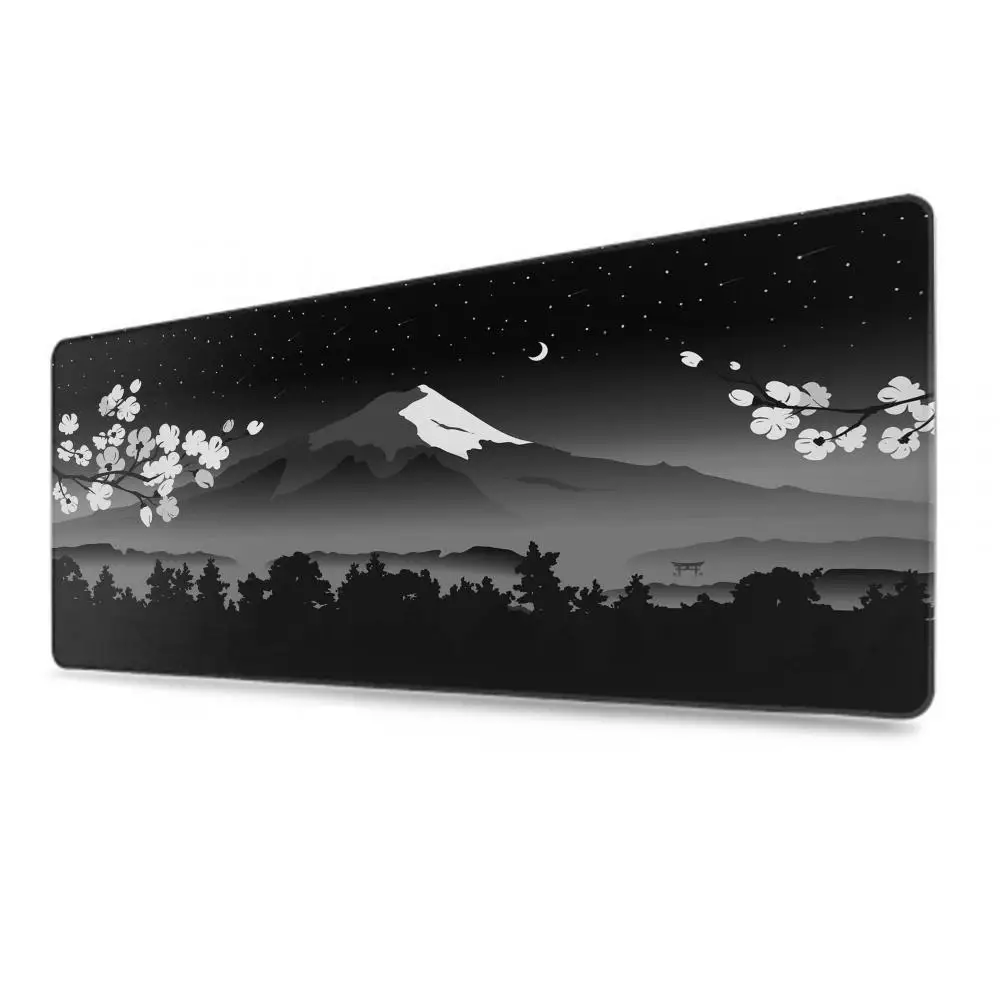 Japanese Desk Mat Black and white forest playmat Mt Fuji Mountain Mousepad Large Grey Gaming Deskmat XXL Sakura purple mouse pad