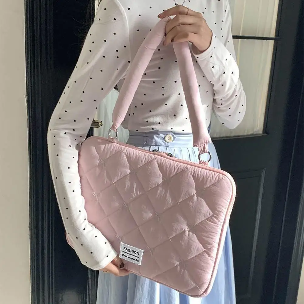 Cute Bow Embroidered Laptop Sleeve Bag For 11-15 Inch Portable Shoulder Handbag Fashion Notebook Case For Women view 5