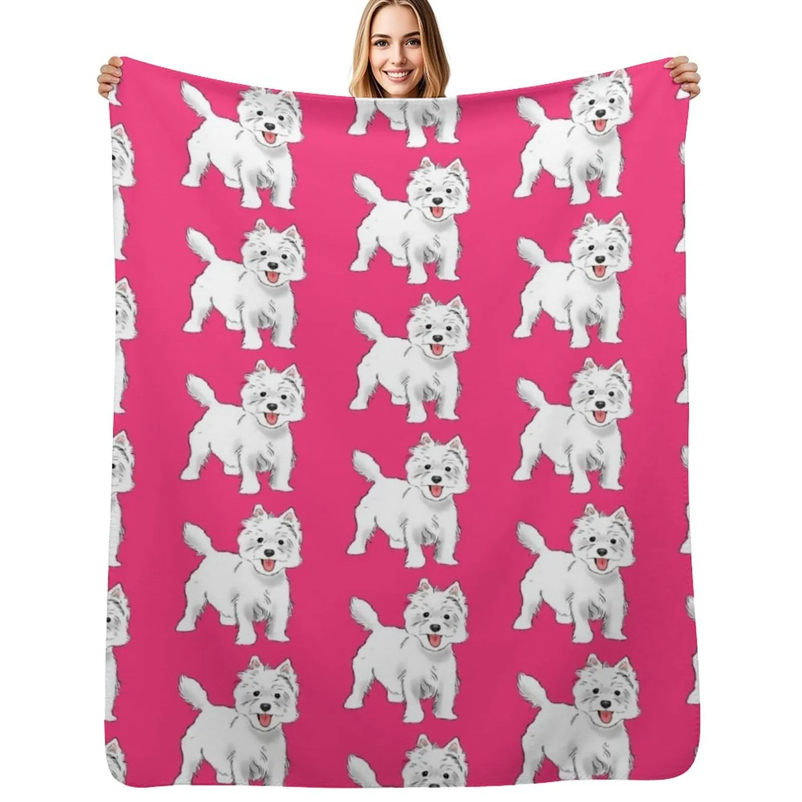 Westie, West Highland White Terrier Throw Blanket Wrinkle Resistant Lightweight Blanket