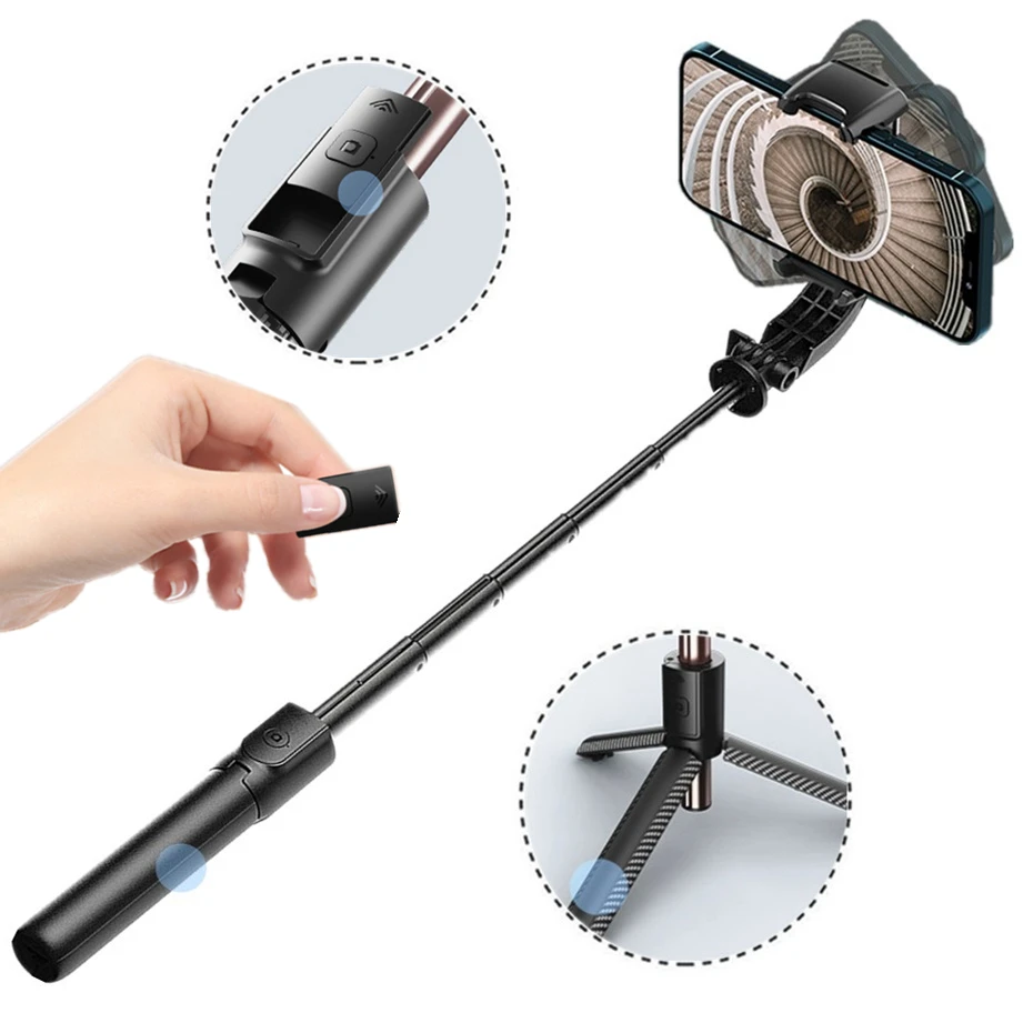 Stabilisateur de cardan anti-tremblement pour smartphone, rotation à 360 °, vidéo 1 axe, support de téléphone, prise de vue télécommandée