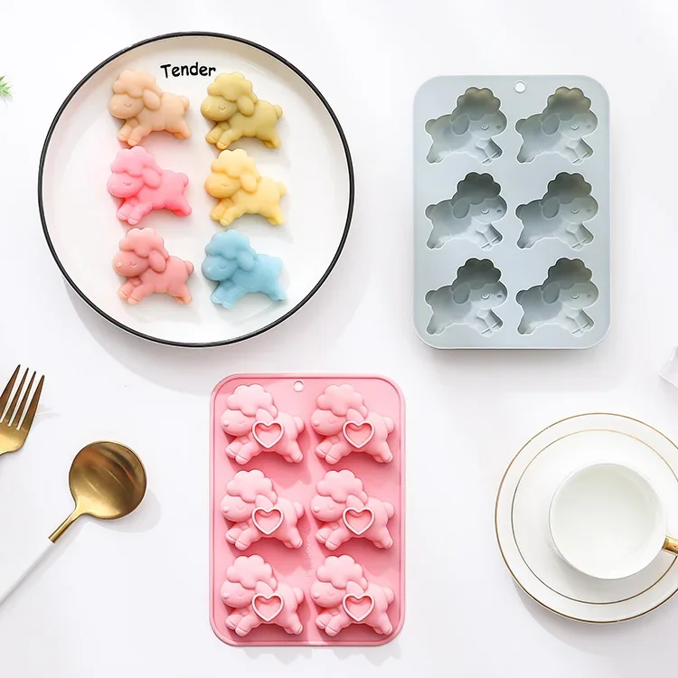 

6-hole 3d Lamb Silicone Mold Soft Candy Chocolate Mould Handmade Soap Epoxy Resin Mold Birthday Cake Decoration Accessories