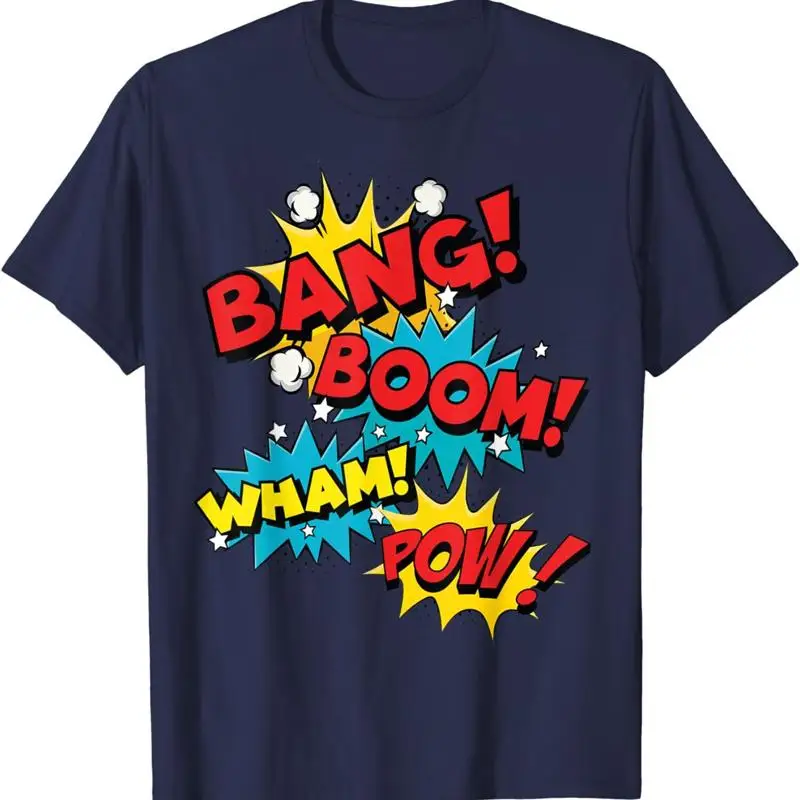 Camiseta divertida y fresca de burbujas cómicas de Bang Boom Pow Wham