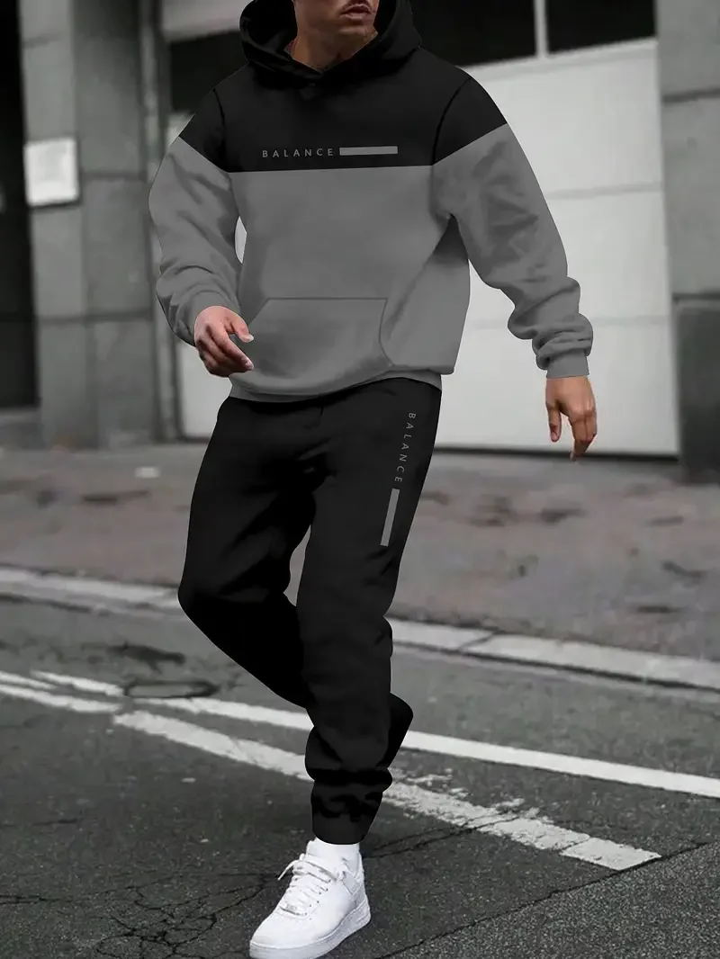 Ensemble deux pièces pour hommes, sweat à capuche et pantalon, Design Simple, automne-hiver, plein air, rue, Hip Hop, vêtements à manches longues, survêtement ample et décontracté