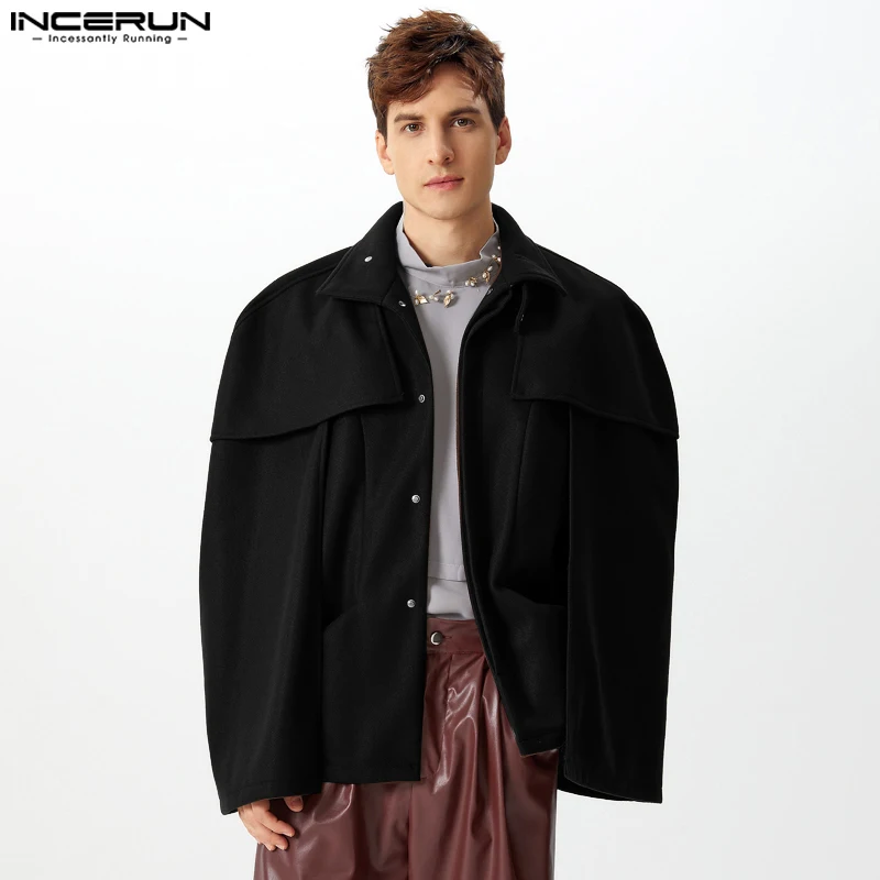 2024 INCERUN Men Casual Long Sleeve Cloaks Solid Color Bat Sleeve Trench Lotu Leaf Slice Fashion Elegant Loose Jackets S-5XL