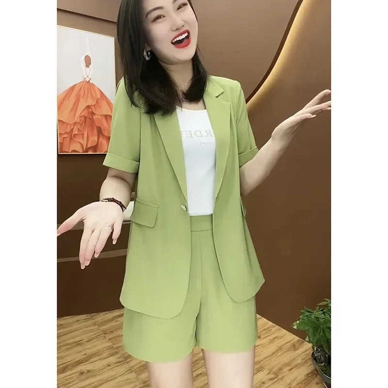 

Explosive Street Casual Shorts Suit Set for Women's 2023 Summer New Age Reducing Foreigner Fashion Two Piece Set Small