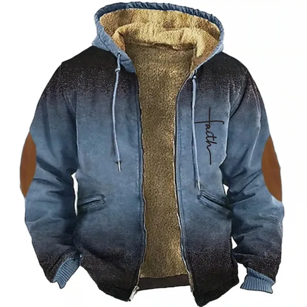 Veste à capuche décontractée pour hommes, sweats à capuche zippés, sweat-shirt à manches longues, imprimé rayures, vêtements d'hiver