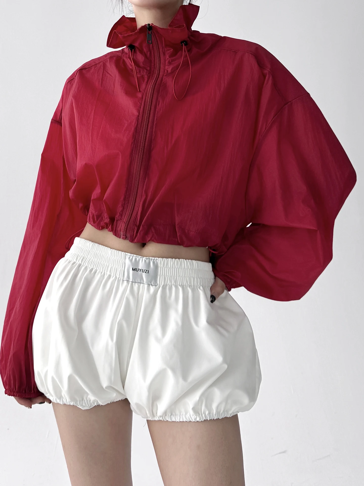 Spring Summer New Faionable Blooming Stand Collar Zipper ort Coat Women Thin Dstring Outdoor Sun Protection Top