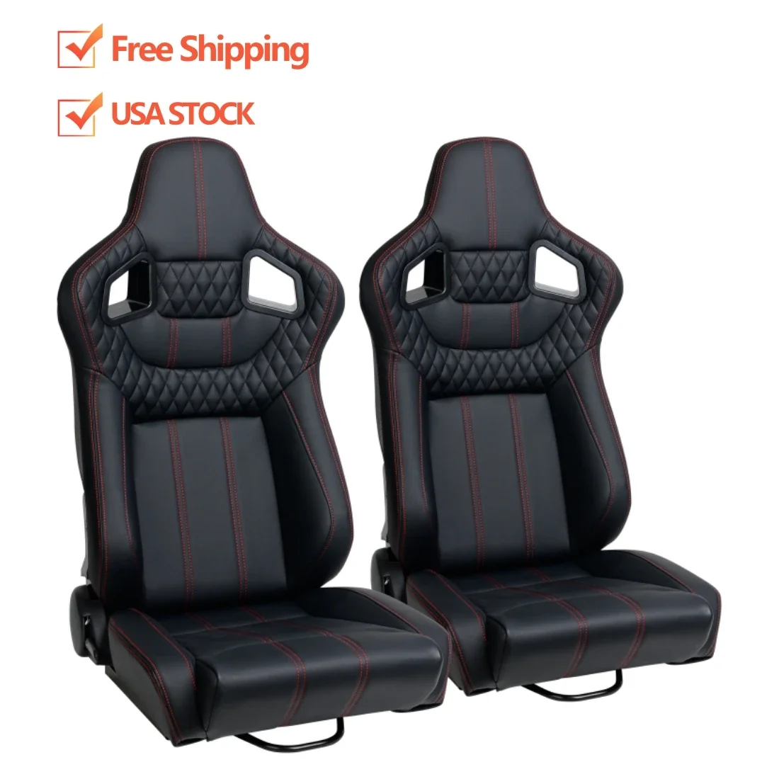 9005 Pair USA Stock Free Shipping Adjustable Universal Flat Base Car Bucket Racing Seats