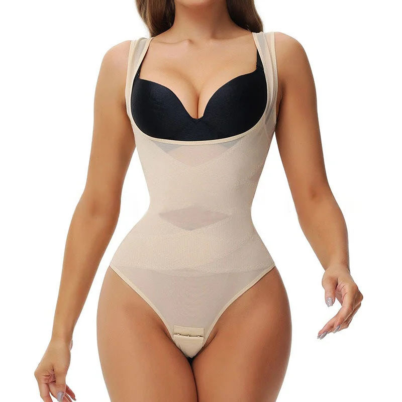 

GUUDIA сетчатое боди с открытой грудью, стринги, дышащее корректирующее белье для контроля живота, пояс для похудения под грудью, боди, подтяжка ягодиц