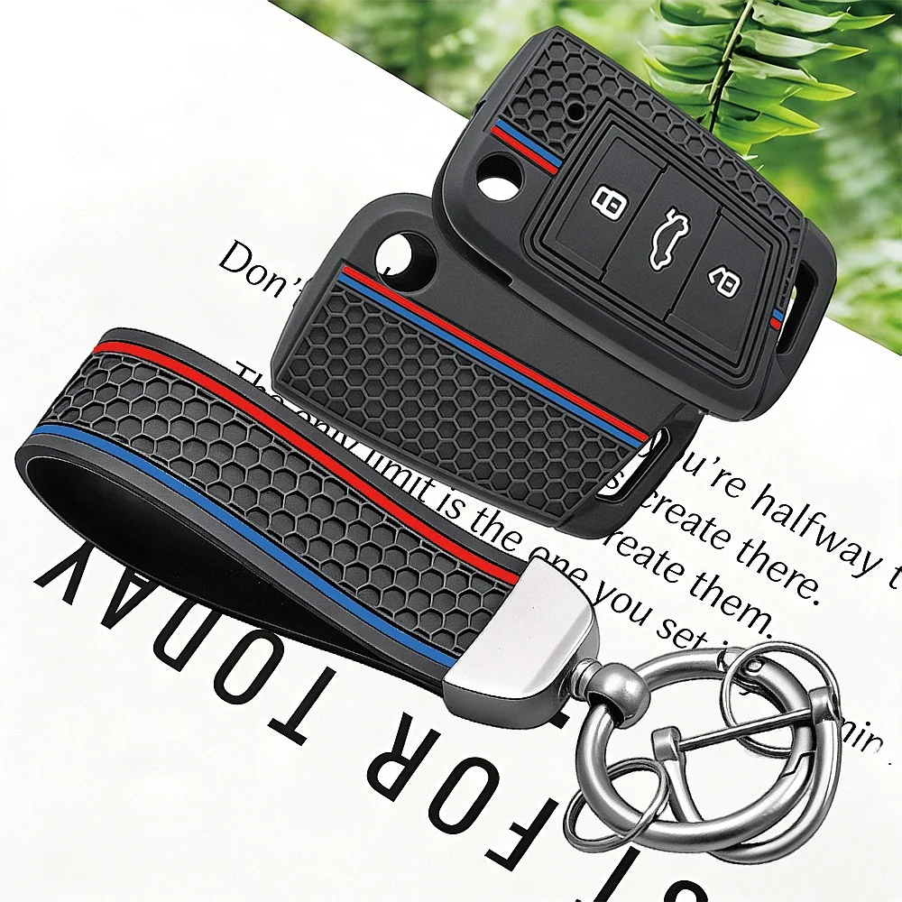 Car Silicone Key Case Cover for VW Volkswagen Golf 7 MK7 Tiguan MK2 T-roc T-cross Skoda Octavia Kodiaq Karoq Seat Ateca Leon Fob