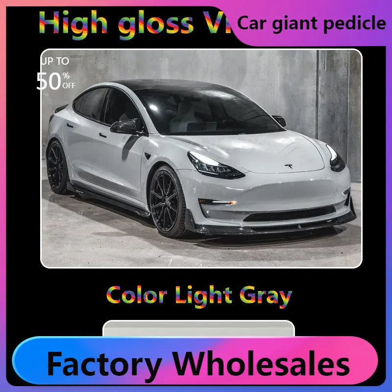 

vinyl car wrap Highest quality super gloss Light grey wrap true Gloss vinyl wrap for Vehicle wrap quality Warranty ZHUAIYA