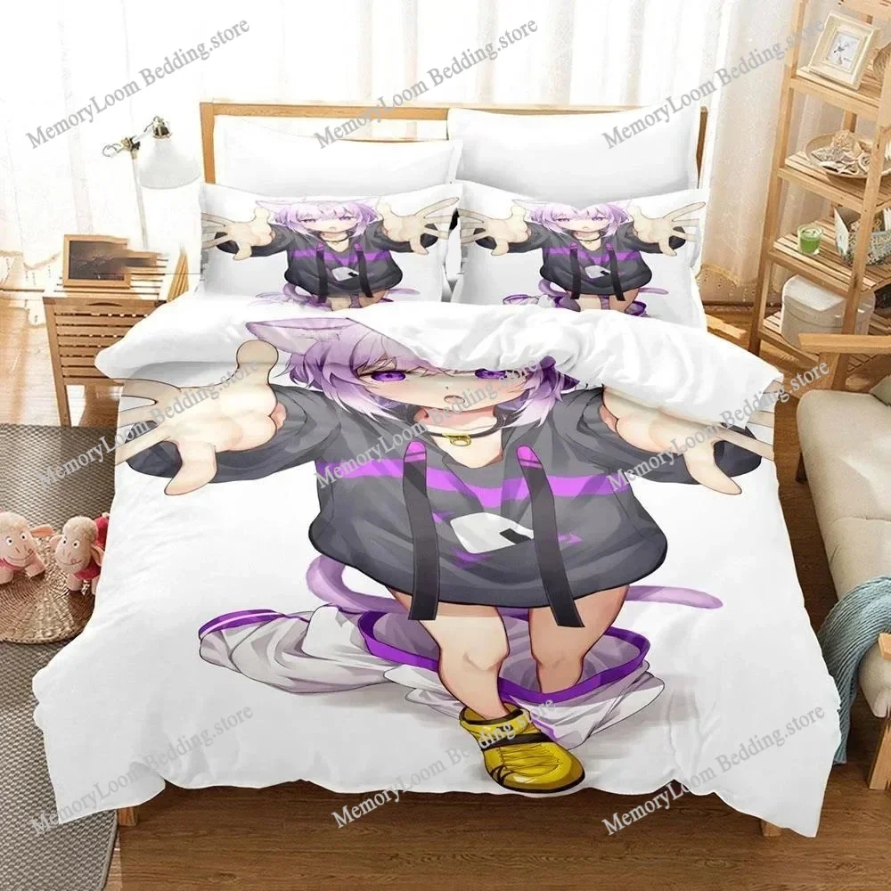 

3D Print Premium Nekomata Okayu Bedding Set Duvet Cover Quilt Cover Pillowcase Soft Comforter King/Queen Size Boys Adult Bed Set