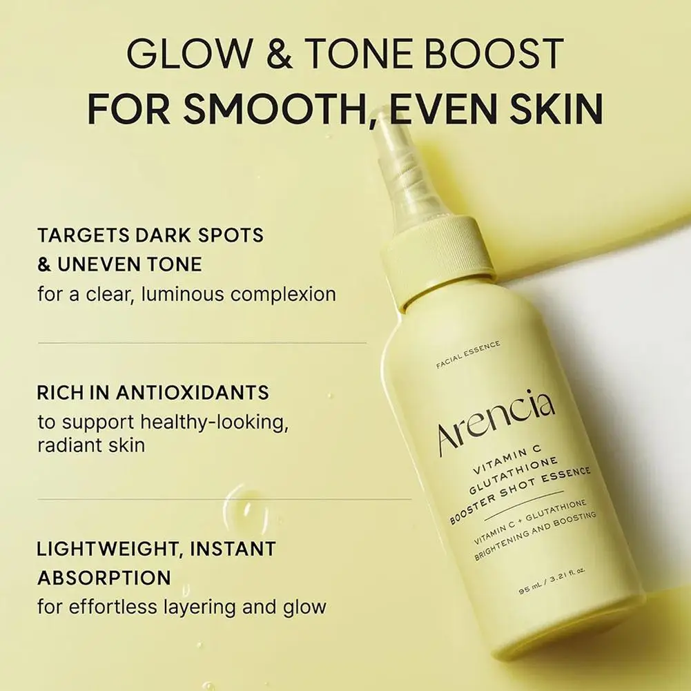Essência revitalizante com glutationa e vitamina C, 95 ml, sérum facial para iluminar, uniformizar o tom da pele e hidratar, para uso diário.
