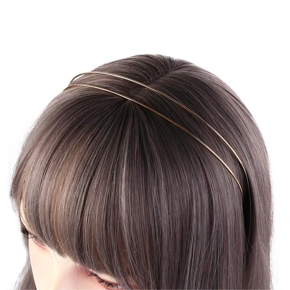 إكسسوارات الشعر سبيكة مزدوجة الجذر العصابات الشعر رقيقة الفضة الرجعية الذهب رئيس هوب غطاء الرأس بسيط المعادن الشعر هوب الزفاف #6